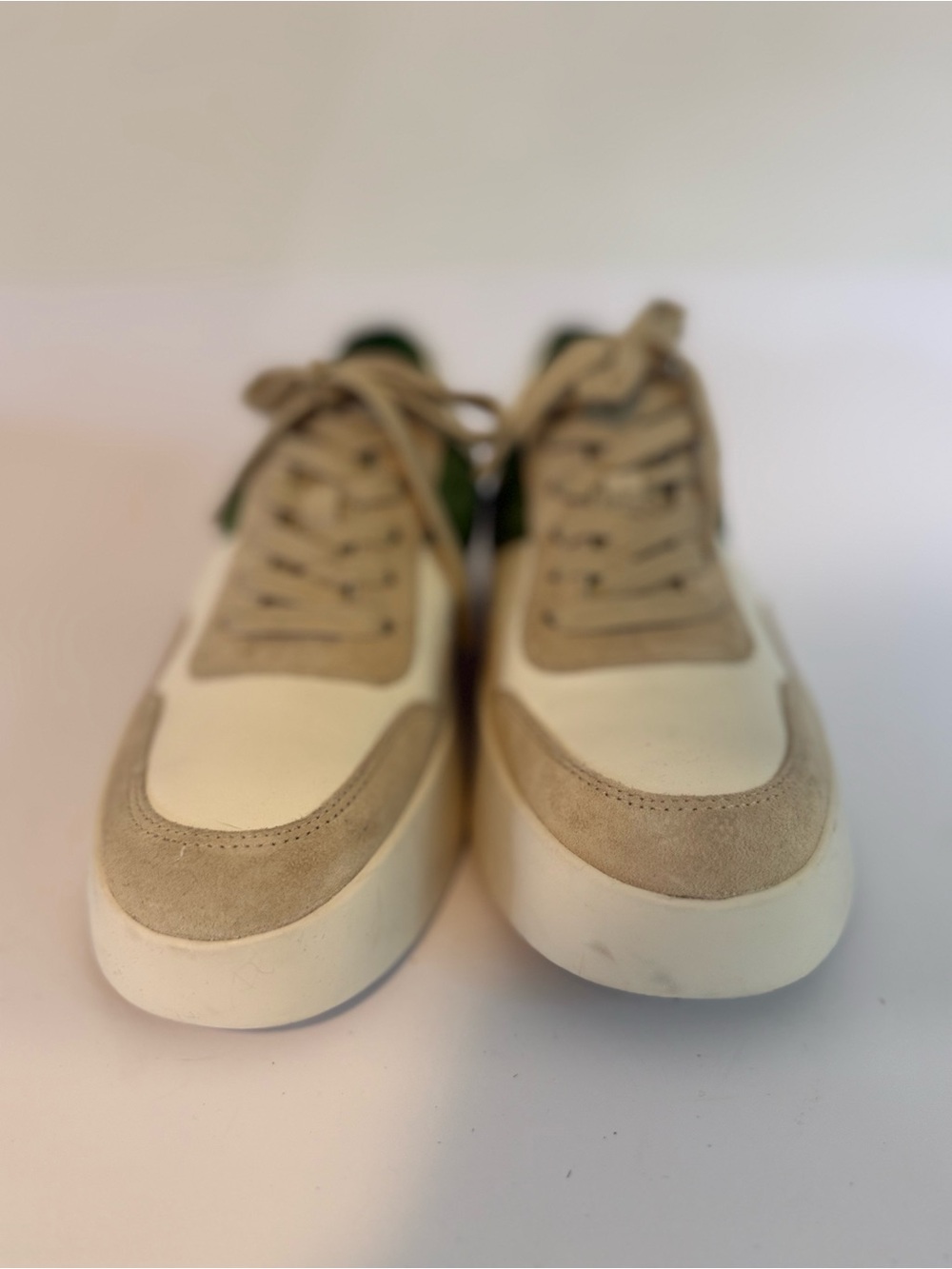 Vince Beige and Cream Suede Leather Sneakers